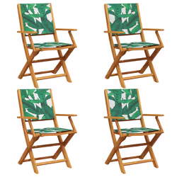 vidaXL Sedie da Giardino Pieghevoli 4pz Verde Tessuto e Legno Massello - Vista aggiuntiva 2