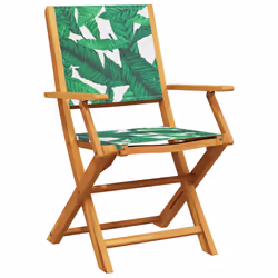 vidaXL Sedie da Giardino Pieghevoli 4pz Verde Tessuto e Legno Massello - Vista aggiuntiva 3