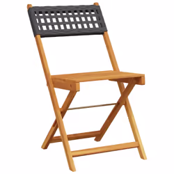vidaXL Sedie Giardino Pieghevoli 4pz Nere Polyrattan e Legno Massello - Vista aggiuntiva 3