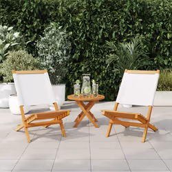 VidaXL 3214637 sedia da esterno Terrazzo Seduta imbottita Legno di acacia, Poliestere Crema, Bianco