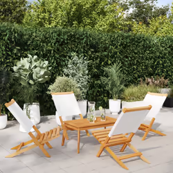 VidaXL 3214639 sedia da esterno Terrazzo Seduta imbottita Legno di acacia, Poliestere Crema, Bianco