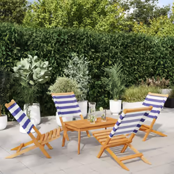 VidaXL 3214653 sedia da esterno Terrazzo Seduta imbottita Legno di acacia, Poliestere Blu, Bianco