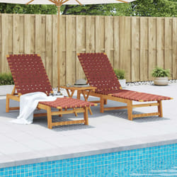 Lettini Prendisole con Tavolino 2pz Rossi Legno Massello Acacia Vidaxl 711843