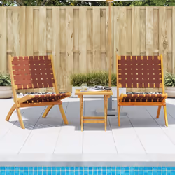 VidaXL 3214220 sedia da esterno Terrazzo Legno di acacia Marrone, Rosso - Vista aggiuntiva 2