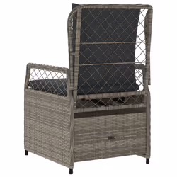 VidaXL 368663 sedia da esterno Terrazzo Seduta imbottita Rattan sintetico, Acciaio Grigio - Vista aggiuntiva 7