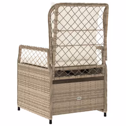VidaXL 368665 sedia da esterno Terrazzo Seduta imbottita Rattan sintetico, Acciaio Crema, Bianco - Vista aggiuntiva 7