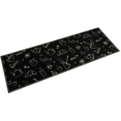Tappeto da Cucina Lavabile Nero Mattutino 60x180 cm in Velluto Vidaxl 81177