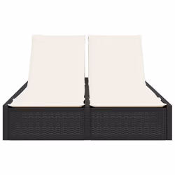 vidaXL Lettino Prendisole Doppio con Cuscini Nero in Polyrattan - Vista aggiuntiva 3