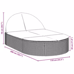 VidaXL 368648 sedia da esterno Salone Seduta imbottita Rattan sintetico, Acciaio Grigio - Vista aggiuntiva 8
