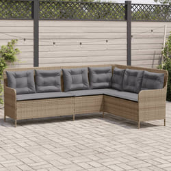 vidaXL Divano da Giardino con Cuscini a L Beige in Polyrattan