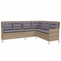 vidaXL Divano da Giardino con Cuscini a L Beige in Polyrattan - Vista aggiuntiva 2