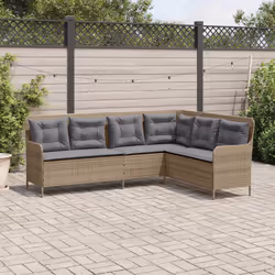 vidaXL Divano da Giardino con Cuscini a L Beige in Polyrattan - Vista aggiuntiva 3