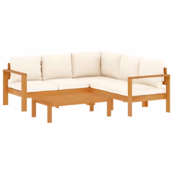 vidaXL Set Divani da Giardino 4pz con Cuscini Legno Massello di Acacia - Vista aggiuntiva 2
