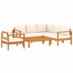 vidaXL Set Divano da Giardino 5 pz con Cuscini Legno Massello Acacia - Vista aggiuntiva 2
