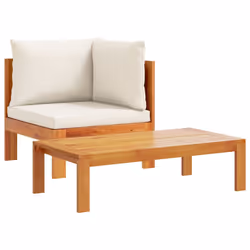 vidaXL Set Divano da Giardino 5 pz con Cuscini Legno Massello Acacia - Vista aggiuntiva 3