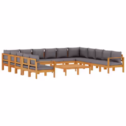 vidaXL Set Divani da Giardino 10pz con Cuscini Legno Massello Acacia - Vista aggiuntiva 2