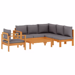 vidaXL Set Divano da Giardino 5 pz con Cuscini Legno Massello Acacia - Vista aggiuntiva 2