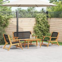Set di Sedie e Tavolo da Giardino - 4 Pezzi in Legno Massiccio di Acacia Nero - Vidaxl