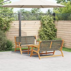 Set di sedie e tavolo da giardino - 3 pezzi in legno massello di acacia grigio - Vidaxl
