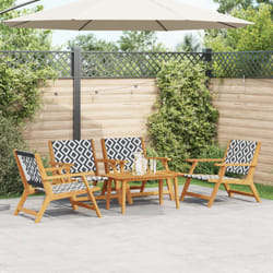 Set di Sedie da Giardino con Tavolo - 5 Pezzi, Nero e Bianco, Legno Massello di Acacia Vidaxl