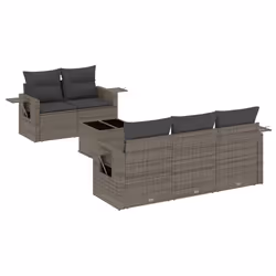 Set Divano da Giardino 6 pz con Cuscini Grigio in Polyrattancod mxl 89249 - Vista aggiuntiva 2