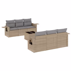 Set Divani da Giardino 7 pz con Cuscini Beige in Polyrattancod mxl 89250 - Vista aggiuntiva 2