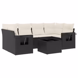Set Divani da Giardino con Cuscini 7pz Nero Polyrattancod mxl 89251 - Vista aggiuntiva 2
