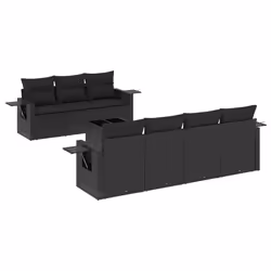 vidaXL Set Divani da Giardino con Cuscini 8 pz Nero in Polyrattan - Vista aggiuntiva 2