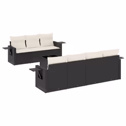 vidaXL Set Divani da Giardino con Cuscini 8 pz Nero in Polyrattan - Vista aggiuntiva 2