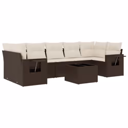 vidaXL Set Divani da Giardino 8 pz con Cuscini Marrone in Polyrattan - Vista aggiuntiva 2