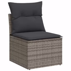 vidaXL Set Divano da Giardino 9 pz con Cuscini Grigio in Polyrattan - Vista aggiuntiva 3