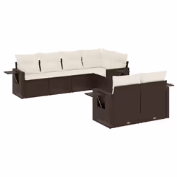 Set Divani da Giardino 7 pz con Cuscini Marrone in Polyrattancod mxl 115548 - Vista aggiuntiva 2