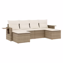 Set Divano da Giardino 6 pz con Cuscini Beige in Polyrattancod mxl 113273 - Vista aggiuntiva 2