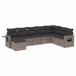 vidaXL Set Divano da Giardino 8 pz con Cuscini Grigio in Polyrattan - Vista aggiuntiva 2
