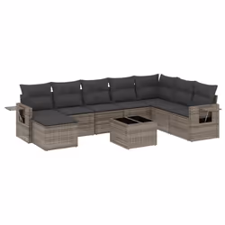 Set Divano da Giardino 9 pz con Cuscini Grigio in Polyrattancod mxl 114435 - Vista aggiuntiva 2