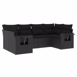 Set Divano da Giardino 6 pz con Cuscini Nero in Polyrattancod mxl 113280 - Vista aggiuntiva 2