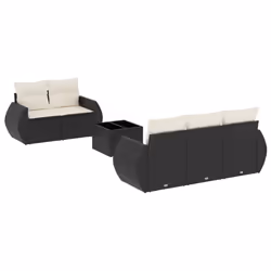 Set Divano da Giardino 6 pz con Cuscini Nero in Polyrattancod mxl 91088 - Vista aggiuntiva 2