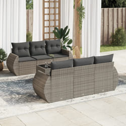 vidaXL Set Divani da Giardino 7 pz con Cuscini Grigio in Polyrattan
