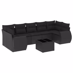 vidaXL Set Divani da Giardino con Cuscini 8 pz Nero in Polyrattan - Vista aggiuntiva 2