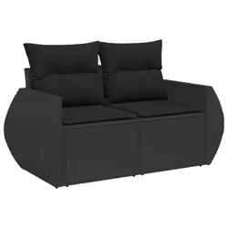 vidaXL Set Divani da Giardino con Cuscini 8 pz Nero in Polyrattan - Vista aggiuntiva 3