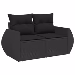 Set Divani da Giardino 9 pz con Cuscini Nero in Polyrattancod mxl 92728 - Vista aggiuntiva 3