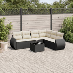 Set Divani da Giardino con Cuscini 7pz Nero Polyrattancod mxl 88692