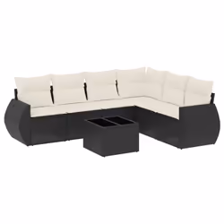 Set Divani da Giardino con Cuscini 7pz Nero Polyrattancod mxl 88692 - Vista aggiuntiva 2