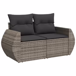 vidaXL Set Divano da Giardino 8 pz con Cuscini Grigio in Polyrattan - Vista aggiuntiva 3