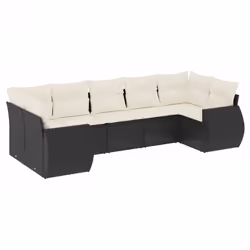 Set Divani da Giardino con Cuscini 7pz Nero Polyrattancod mxl 90340 - Vista aggiuntiva 2
