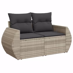 vidaXL Set Divano Giardino 10 pz con Cuscini Grigio Chiaro Polyrattan - Vista aggiuntiva 3