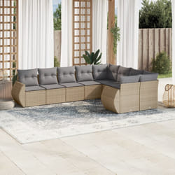 vidaXL Set Divano da Giardino 9 pz con Cuscini Beige in Polyrattan