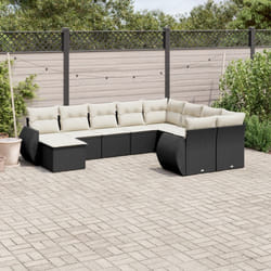 Set Divani da Giardino 10pz con Cuscini in Polyrattan Nerocod mxl 93111