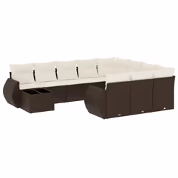 vidaXL Set Divani da Giardino 11 pz con Cuscini Polyrattan Marrone - Vista aggiuntiva 2