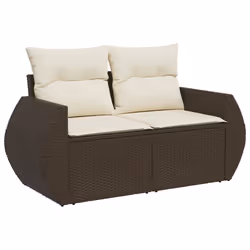 vidaXL Set Divani da Giardino 11 pz con Cuscini Polyrattan Marrone - Vista aggiuntiva 3